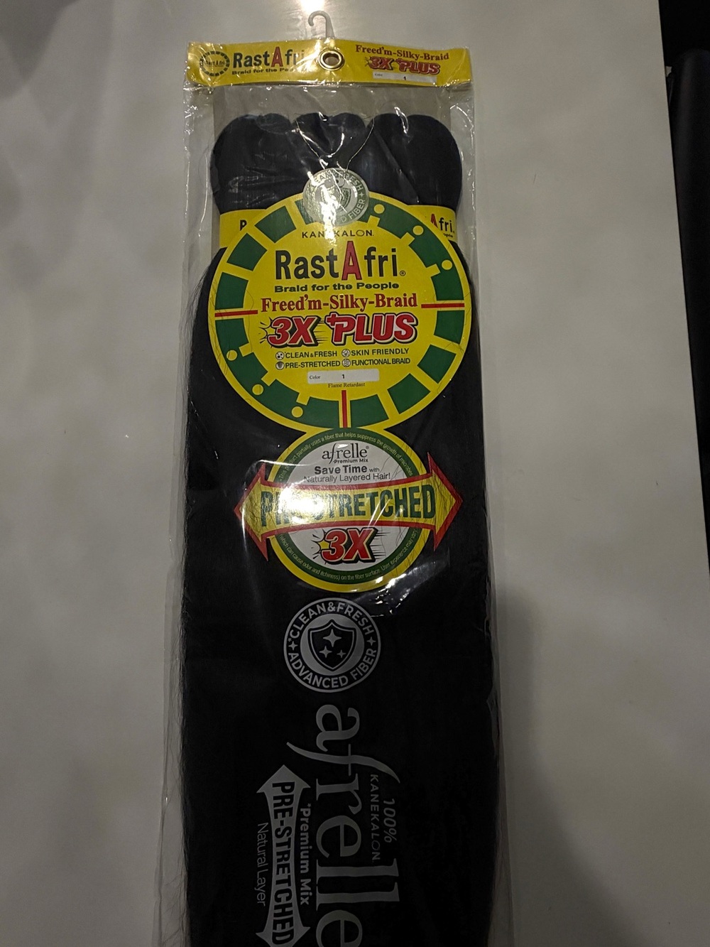 RastAfri Freed'm Silky Braid 3X Pre-Stretched Synthetic Black 54in Color 1